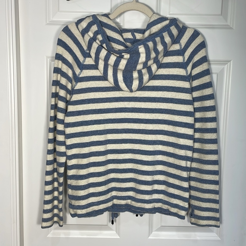 Margaret O’Leary Stripped Hoodie Size Small Thumb Holes Pocket Drawstring Bottom - Picture 9 of 12